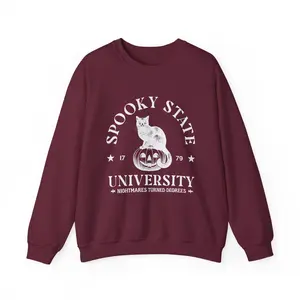 Spooky University Crewneck Sweatshirt - Halloween College Style Nightmare Apparel, Unisex Jumper, Halloween Costume, Fall Fashion, Comfy