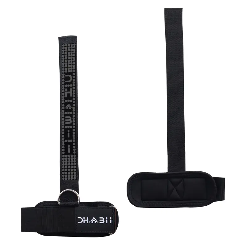 DHABII Lifting Straps - Premium Padded Cuffs, Wrist Support, Steel D-Ring, Velcro Wrap, One Size Unisex Athletic Accessory, Extra D-Ring Attachment, Home Gym Accessories, Lasting Durability, Elevate Your Workouts for Cable Machine Use
