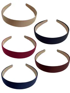 5pcs Satin Headbands for Women, Soft Headband, Simple Vintage Style Hair Accessories, Suitable for All Seasons Daily Commute, Plain Color Hair Bows