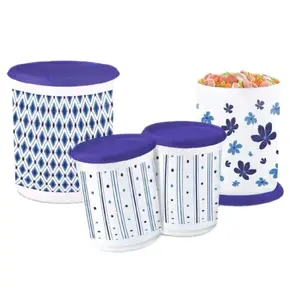One Touch Canisters 3L, 2L & 1.5L with blue lids. storage containers Kitchen Set, Kitchen Accessories, Produce Storage Containers