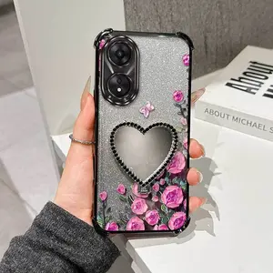 1 Piece Blooming Red Flowers Protect You Suitable For Oppo A58/A79 5G/A57/A78/A17/A60/A38/A18/A54/A16/A77/A77s/A54s/A57s/A57e/A16s With Flexible Phone Case Cover Featuring Elegant And Stand Ideal For Vacation Compatible With OPPO A78 4G