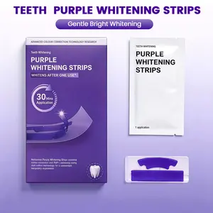 Purple Teeth Whitening Strips - 7/14 Whitening Sessions - Safe for Enamel - Non Sensitive Teeth Whitening - Peroxide-Free, Tooth Stain Treatment, Combining Whitening and Colour Correction