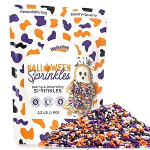 Snackathon Sprinkles for Baking & Decorating, Halloween Sprinkles, 2.2 LB Bulk Spooky Jimmies in Resealable Pouch – Orange, Black, Purple & White Colors for Cupcakes, Cookies, and Treats