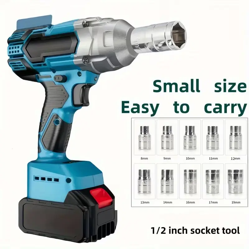 10-Piece 1/2 Inch Crv Torque Wrench Set, 8-19mm, High-Torque Electric Impact Wrench Accessories, Wireless Impact Wrench, Carbon Steel