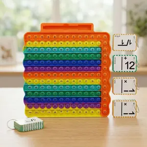 KIDGENIUS Kids Math Learning Games | 12x12 Double-Sided Multiplication & Addition Board | Rainbow Charts Sensory Educational Toy with Dry Erase Marker | FREE 255 PCS Number Flash Cards for 1st-3rd Grade