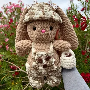 Crochet coffee bunny plush