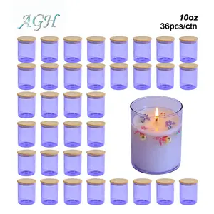 AGH 36pcs 10oz Glass Candle Jars Set, Empty Round Candle Jars with Bamboo Lid, DIY Candle Making Accessories for Cosmetics, Tea, Spices, Party Gift