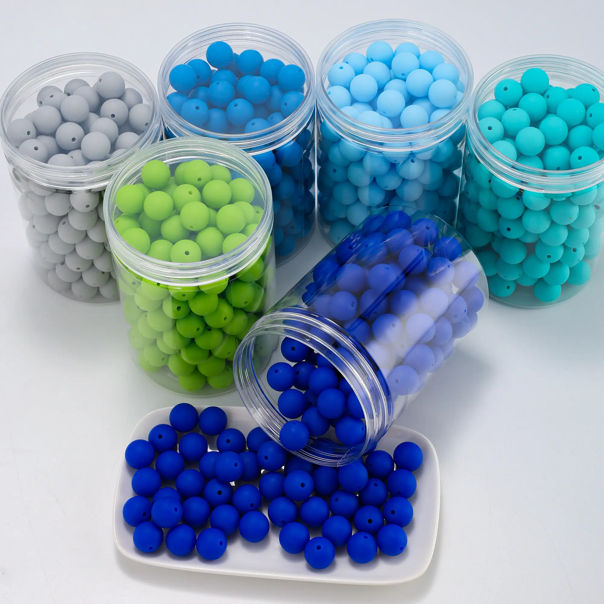 180pcs - 15mm silicone solid color beads, used for making DIY jewelry beading pens, accessories, keychains, phone chains, necklaces, and handcrafted bracelets.