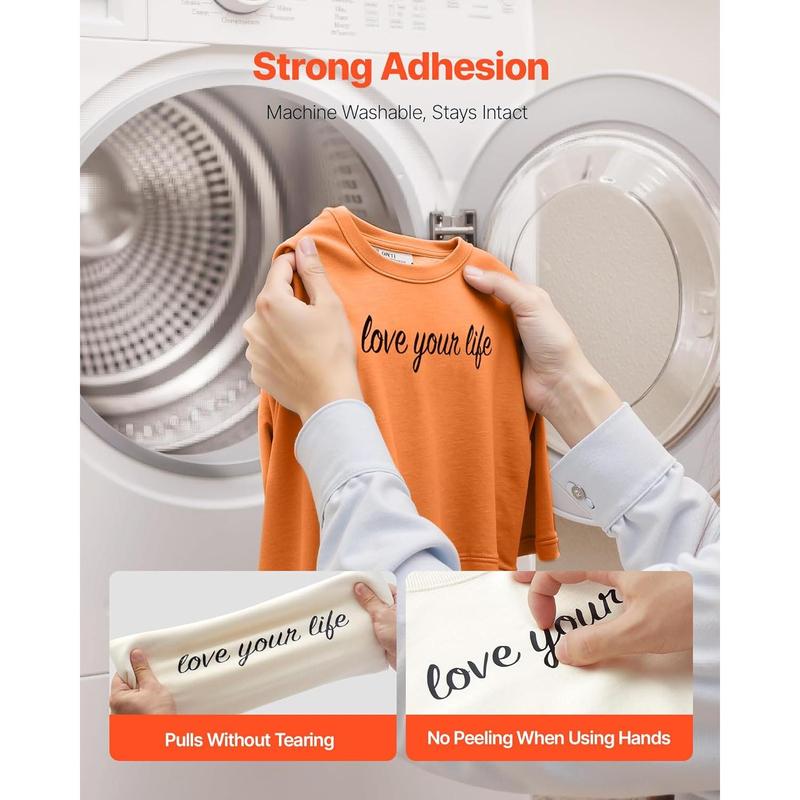 VEVOR Heat Transfer Vinyl, 12 in x 70 ft, Glossy Black HTV Iron on Vinyl Roll, Easy to Cut and Weed, Strong Adhesion, Compatible with Cutting Machines, for Various Materials, T-Shirts, Pillows, Hats