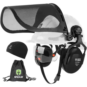 4-in-1 Vented Chainsaw Safety Hard Hat - Lightweight, Adjustable Fit Vented Cap with Built-in Visor, Mesh Face Shield, Ear Muffs for Arborist Tree Logging, Outdoor DIY