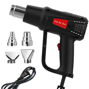 Heat Gun 2000W, Variable Temperature 122°F-1202°F/50°C-650°C, 2 Speed & Temp Settings, Overheat Protection with 4 Nozzles for Shrink Wrapping, Electronics, Crafts, Crafts Embossing, Resin Bubble Remover