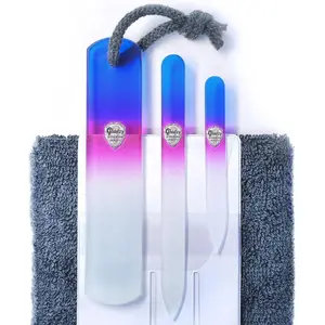 Genuine Czech Glass Nail File Set - Callus Remover Foot Rasp, Double Sided Different Grit Surface, Professional Manicure and Pedicure Tools for Natural Nails, Nail Shaper, Ethically Made in EU