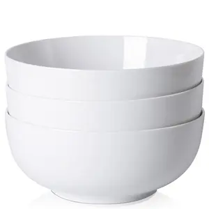 GARVEE 3PACK Salad Bowls Set, 64 Ounce Serving Bowls for Kitchen, Ceramics Bowl Sets for Salad Soup Pasta Popcorn Fruits, Mixing Bowls, Dishwasher & Microwave Safe, White