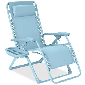 Best Choice Products Monochromatic Zero Gravity Chair, Folding Patio Recliner w/Side Tray, Headrest