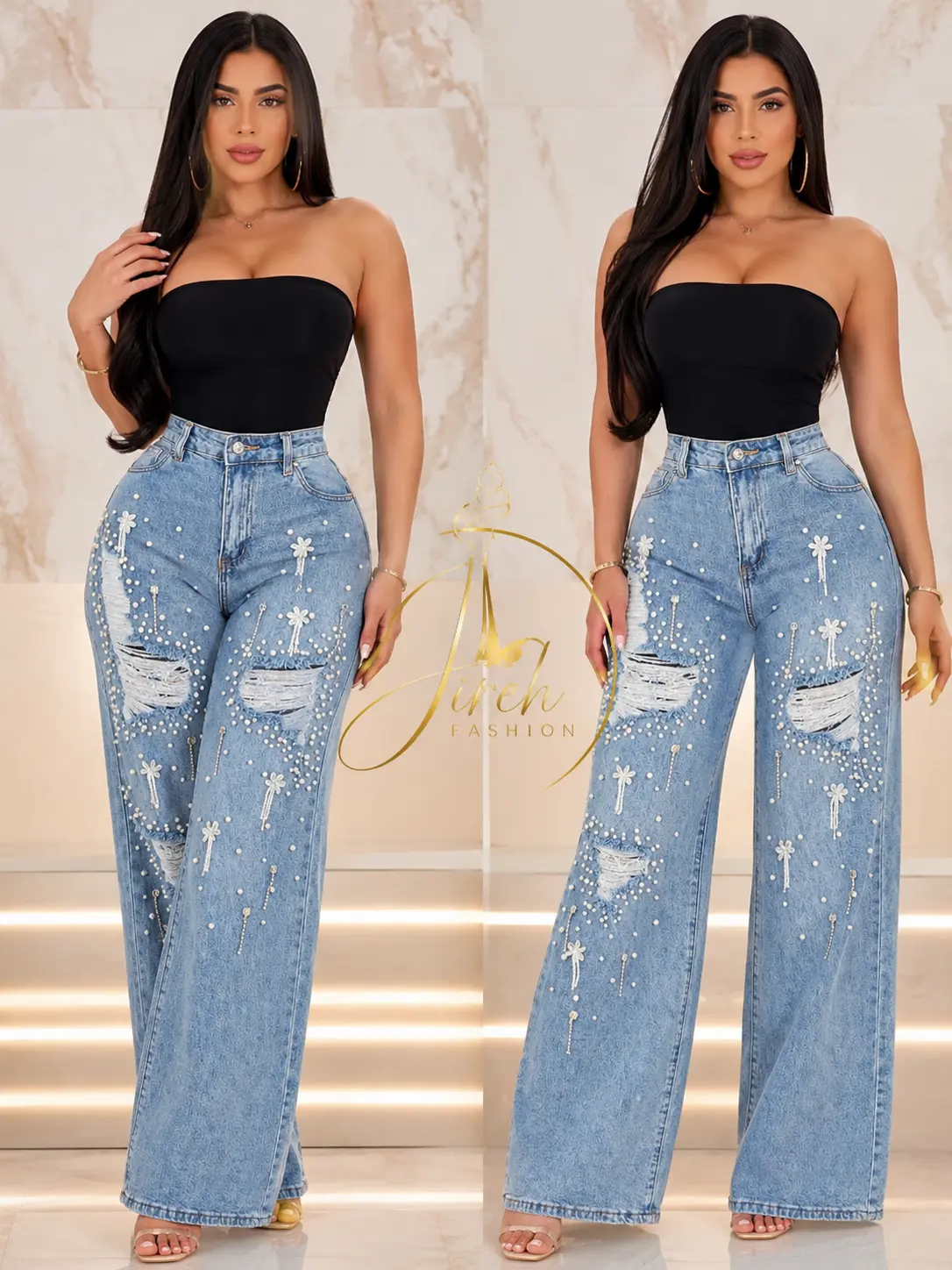 Emily's Denim Jean Ripped Wide Leg