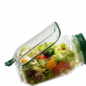Portable Plastic Salad Container with Side Opening, Ideal for Home Office Travel Parties, Vertical Layering Salad Pod, Single Piece