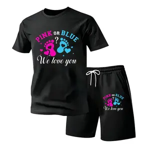 Men's Soft Cotton Short-Sleeve Shirt - Plain Fabric, Graphics-Printed, Smooth Seamless Menswear Top for Gender Reveal