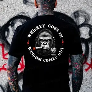 Whiskey Goes In Wisdom Comes Out Monkey T-shirt