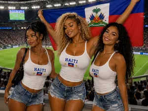 Embroidered Haiti Futbol Crop Tank Top: Haitian Flag Soccer Strap top, Patriotic soccer game Outfit, Cute Y2K Gameday Sports Gift for Women