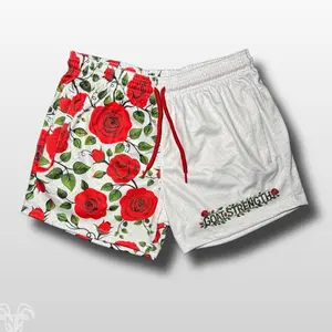 Goat Strength 5” Inseam Mesh Shorts – Split Rose Design – Unisex Athletic Workout Shorts with Zipper Pockets