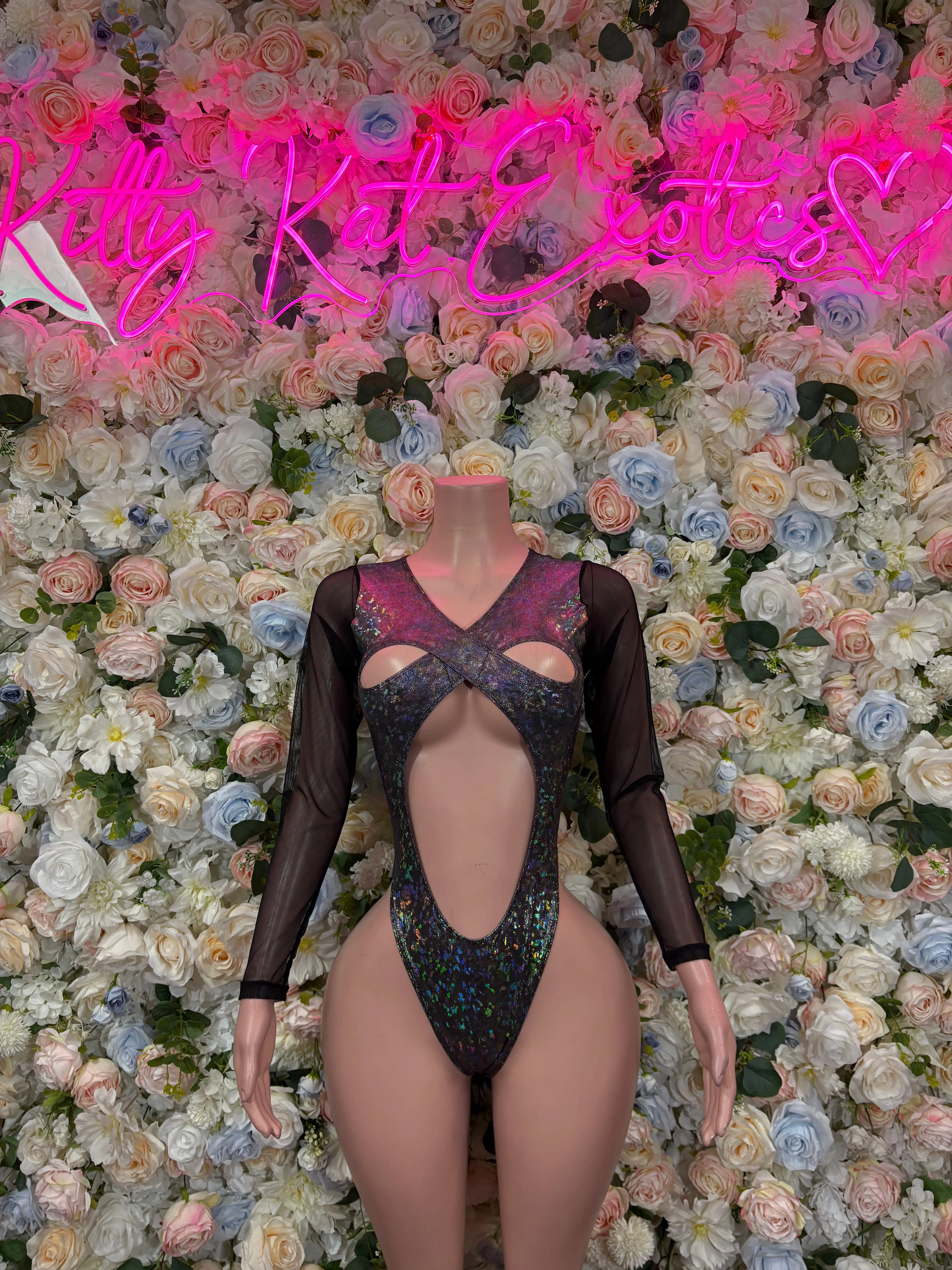 Bottlegirl Outfit Black Metallic Bodysuit