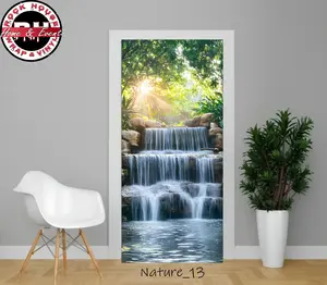 Waterfall Scene Door Wrap -  Peel & Stick Decal