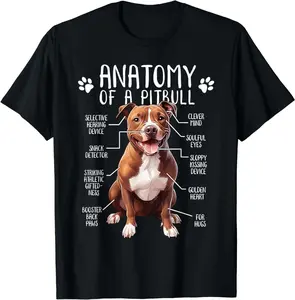 Funny Anatomy Pitbull Dog Cute Pittie Lover Pit Bull Owner T-Shirt