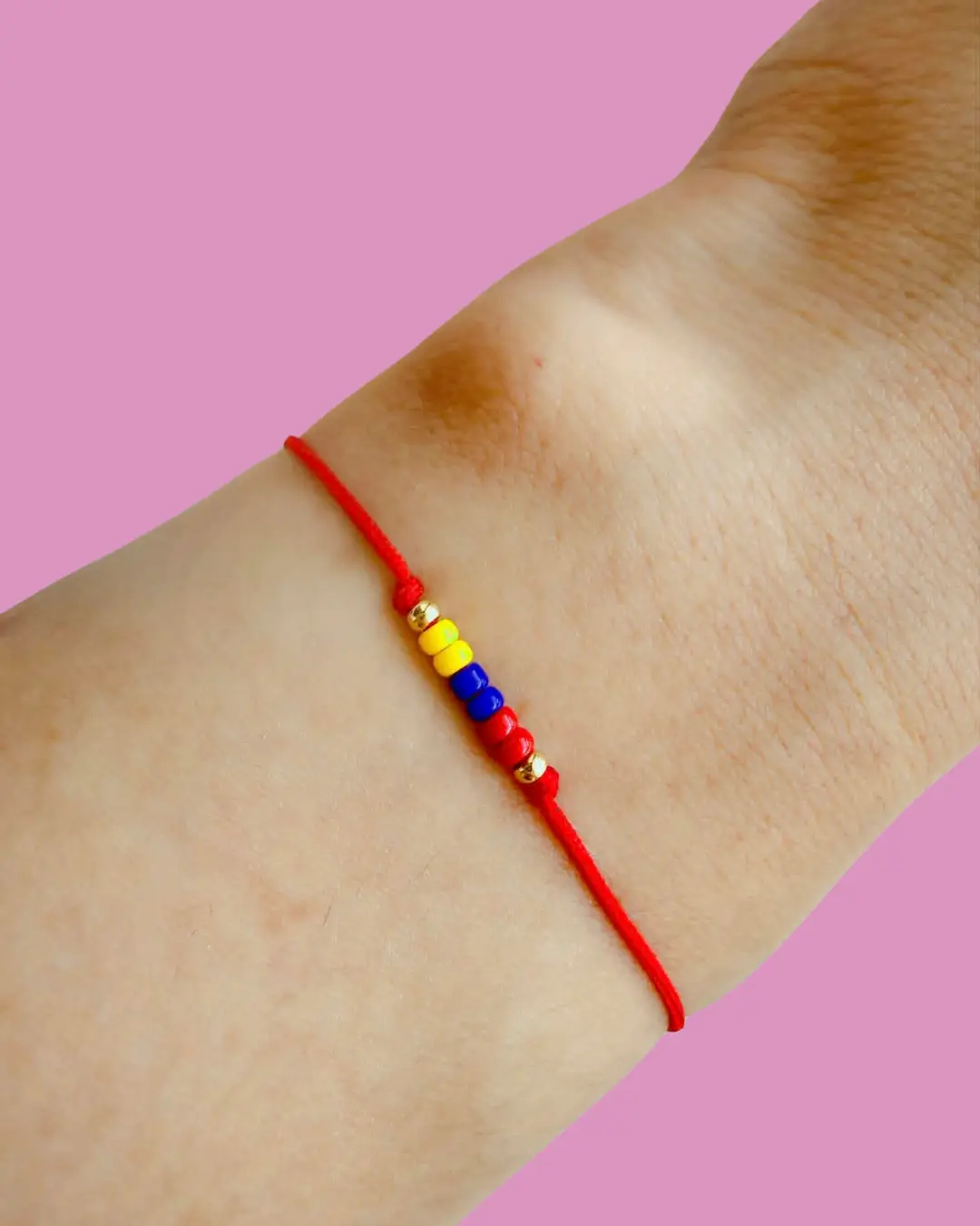 Tiny Venezuela Flag Bracelet, Red String Adjustable Bracelet, Venezuelan Gift for Women, Minimalist Friendship Bracelet