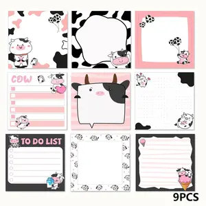 Cute Cow Sticky Notes Set, Sticker Sheets, Decorative Labels, Self-Adhesive Notebooks for Office & School Use, Ideal for Students Teachers Meetings, Essential Office Supplies