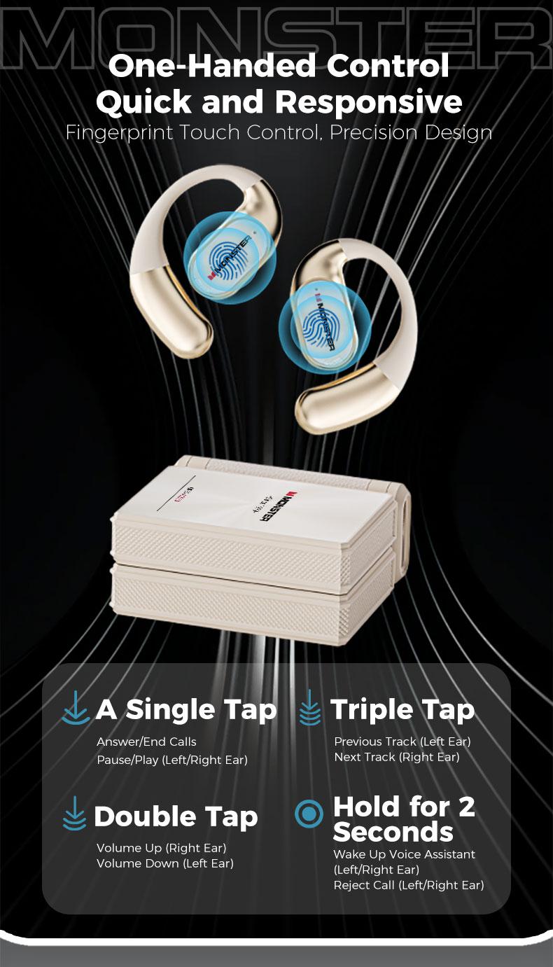 Monster Ear Buds - Headphones Bluetooth with Dual-Fold Design, Noise Isolation - 145H Playtime Wireless Earbuds Bluetooth 6.0, IPX5 Waterproof & Sweatproof Wireless Headphones, Headset Ideal Traveling Gadgets & Electronic Gifts for Men and Women