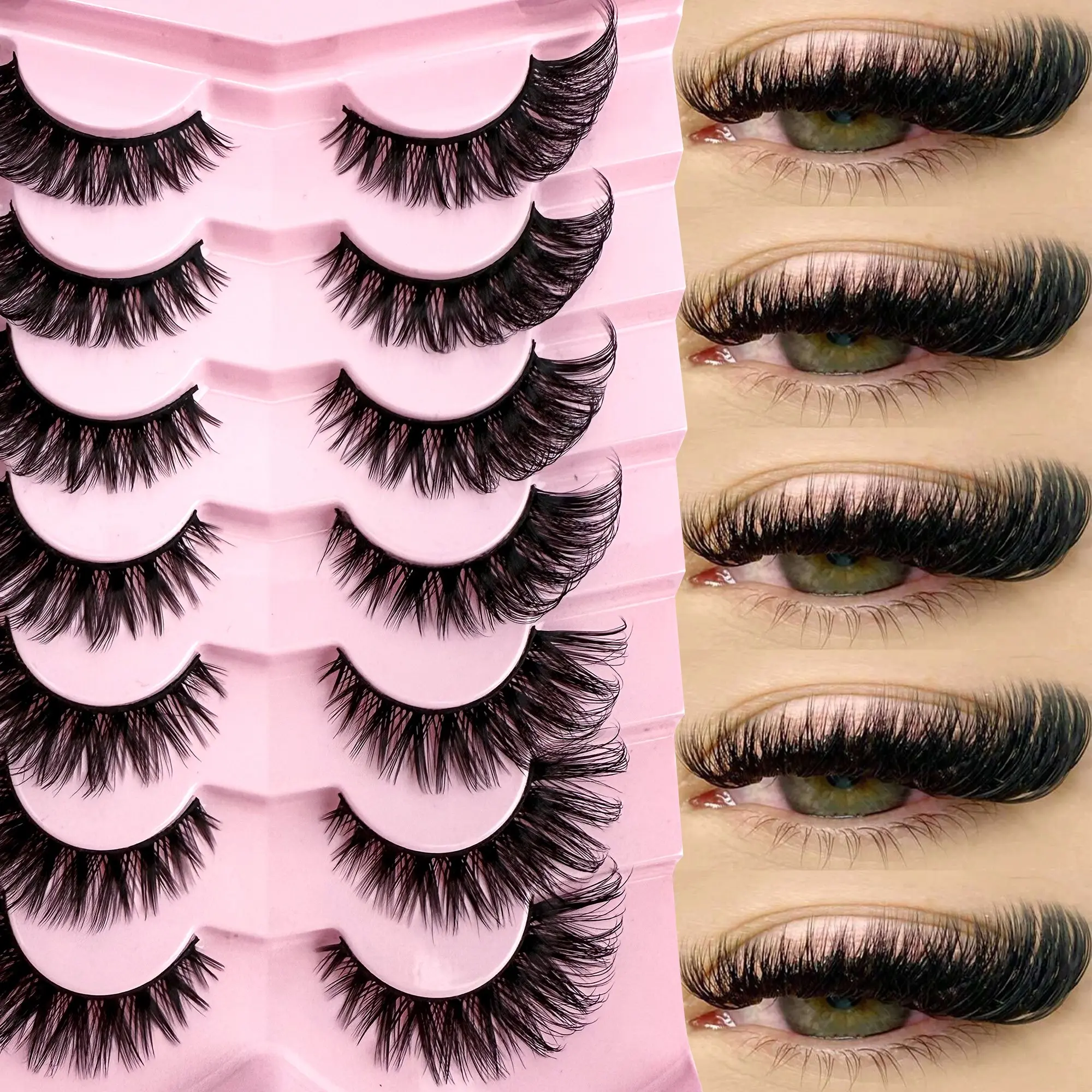 7 Pairs Fluffy Dense Eyelashes, 6-18mm Mixed Length, Reusable Beginner Friendly, Easy Application, Perfect for Daily Wear, Dates, Parties, Travel, Gift, Makeup