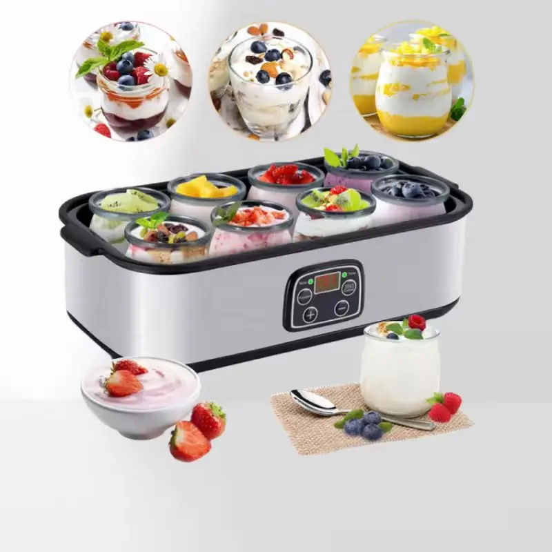 omatic yogurt machine | 12 180ml glass jars, digital timer and temperatuachinhomemade healthy probiotic sna