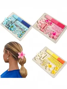 76pcs Cute Floral Hair Accessories Set, Large Back Bun Clips, Elastic Bands, Sweet Style, Perfect for Stylish Hairstyles