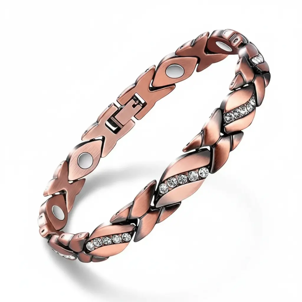 Women's 2-Piece Magnetic Bracelet & Ring Set - Elegant Heart Wire Design, Adjustable Unique Jewelry with 3800 Gauss Magnets, Gift-Boxed