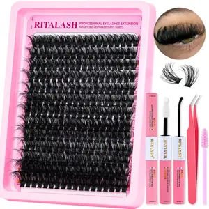 RITALASH 234PCS Clusters Kit 80D Lash Clusters Kit 12-20mm Volume Eyelash Clusters D Curly Cluster Eyelash Extensions 3D Thick DIY Lashes Cluster DIY with Bond and Seal Tweezers and Brush