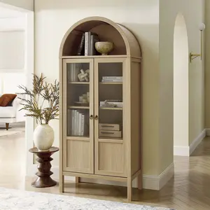Tessa Tall Arched Storage Display Cabinet in Oak