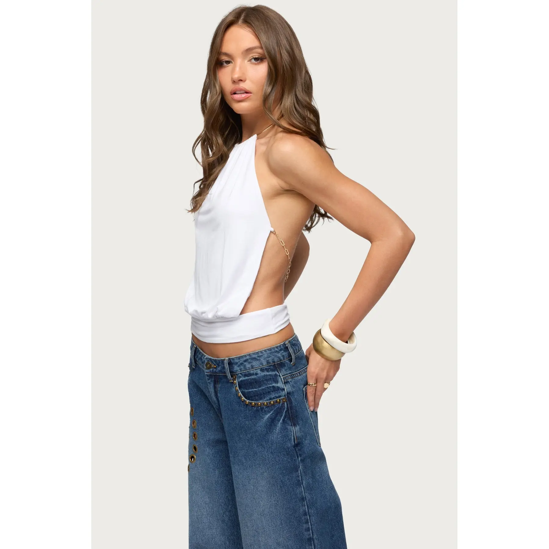 Damarey Chain Backless Halter Top