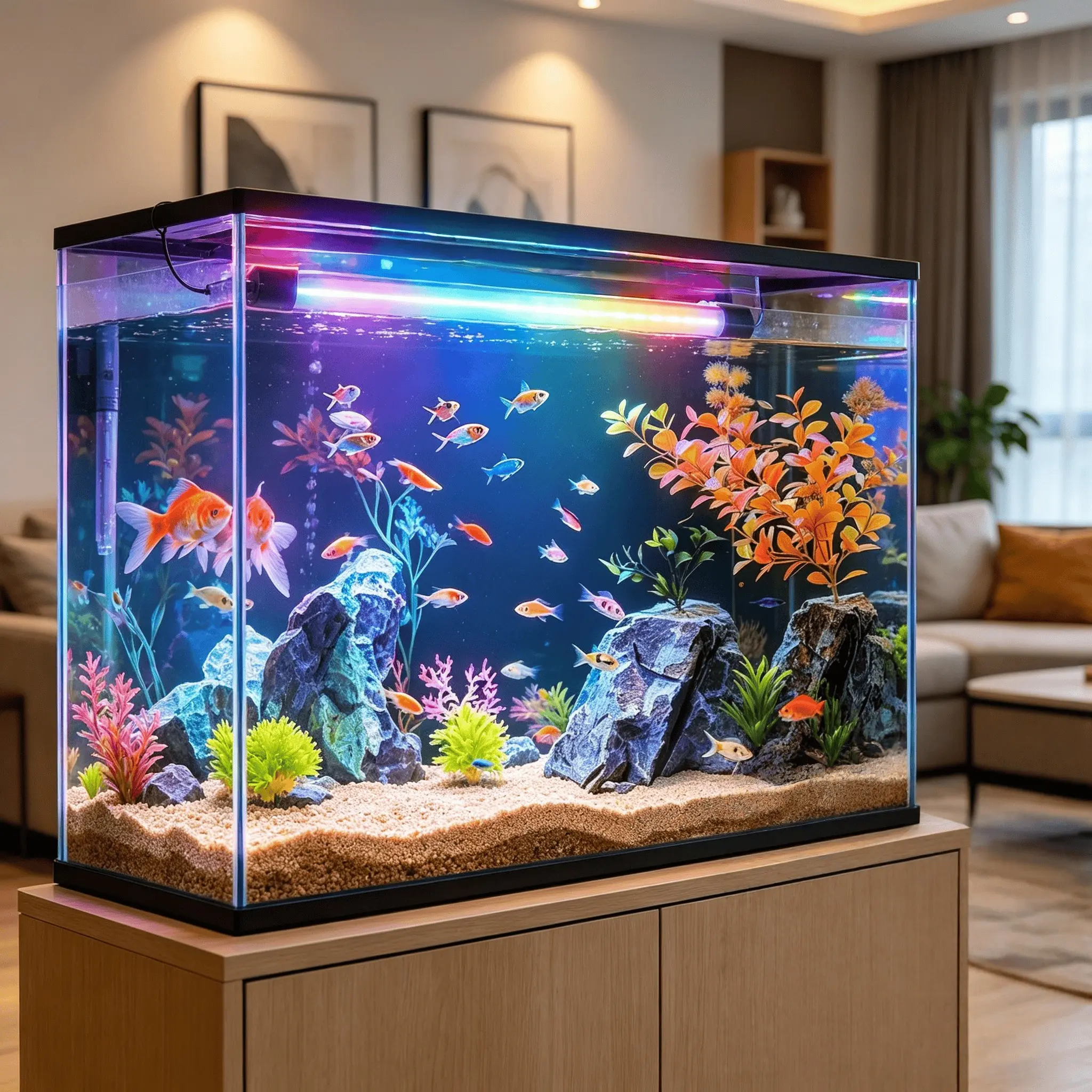 Smart RGB Aquarium Light, Ip 68 Waterproof, 18 Colors, Dynamic Modes, 4-Key Control, USB Powered, Wall Mounted, 20/30/40cm