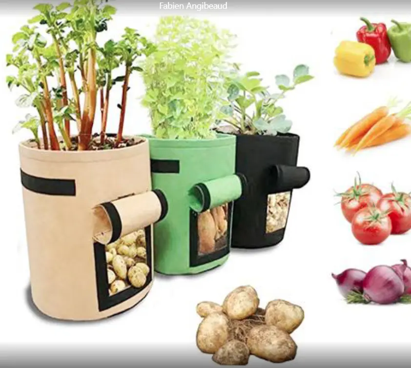 Medium Size Breathable Plant Growth Bag with Side Window - for Potato, Tomato & Other Vegetables, Home Improvement Garden Supplies Accessory