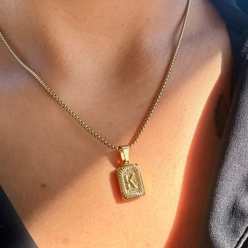 Initial Necklace Gold  Waterproof Dainty Letter Necklace | Stainless Steel | Vintage Style
