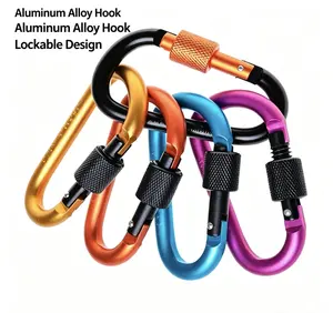 D-Shaped Aluminum Alloy Nonlocking Carabiner - Quick-Lock Hook, Portable Lockable Keychain Buckle for Hiking, Camping