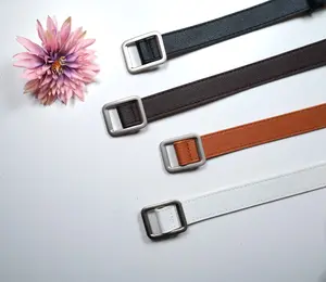 Skinny Belt with Silver Buckle Fashion Belt Small Rectangular Buckle Belt Women Belt