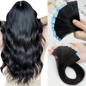 10pcs Mini Tape in Hair Extensions, Invisible PU Seamless 100% Human Hair, Light Beige 12/16 Inch, Secure Adhesive Weft, Natural Look for Women, Hair Loss Coverage & Versatile Styling