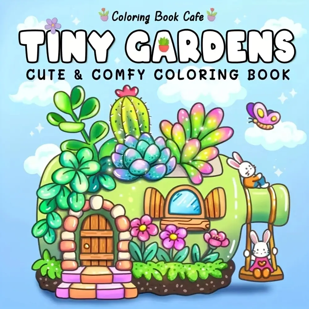 1 adult coloring book "Little Garden", 7.9x7.9 inches, 30 pages single-sided printing - clear lines of stress relief patterns, suitable for holiday gifts, relaxation themed activities | fantasy illustrations | fine patterns | Watercolor Floral Design