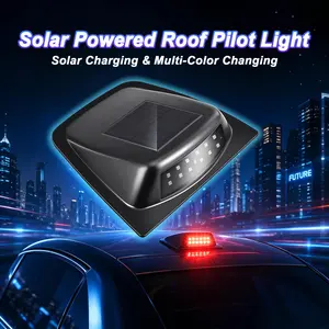 BOMUU Solar Powered Car Roof RGB Flashing Light with Remote Control, Cabin Signal Light, Decorative Light, Wireless Design, No-Drill LED Truck Pickup Warning Light, Perfect for Enhancing Night Visibility and Indoor Lighting During Camping