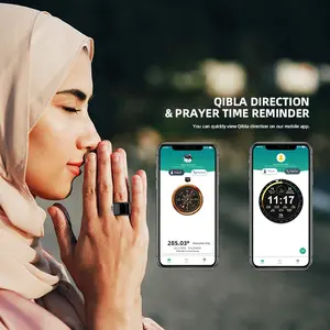 Smart Zikr Ring, Waterproof Digital Counter, Vibration Reminder, Unisex Azan Alarm Clock, Finger Counter for Muslims