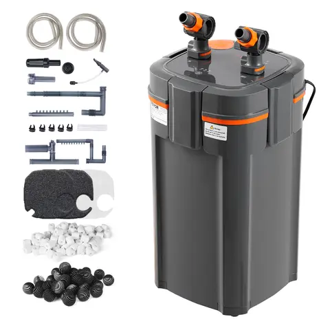VEVOR Aquarium Filter 264GPH,  3-Stage Canister Filter 75 Gallon, Ultra-Quiet Internal Aquarium Filter with UV Protection, Submersible Power Filter with Multiple Function for Fish Tanks, 11W