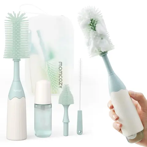 Momcozy Baby Bottle Brush Set, Bottle Cleaning Kit, Bottle Cleaner Brush, Innovative Press Design, Foam Production, Ideal for Newborn Bottles, Nipples & Accessories