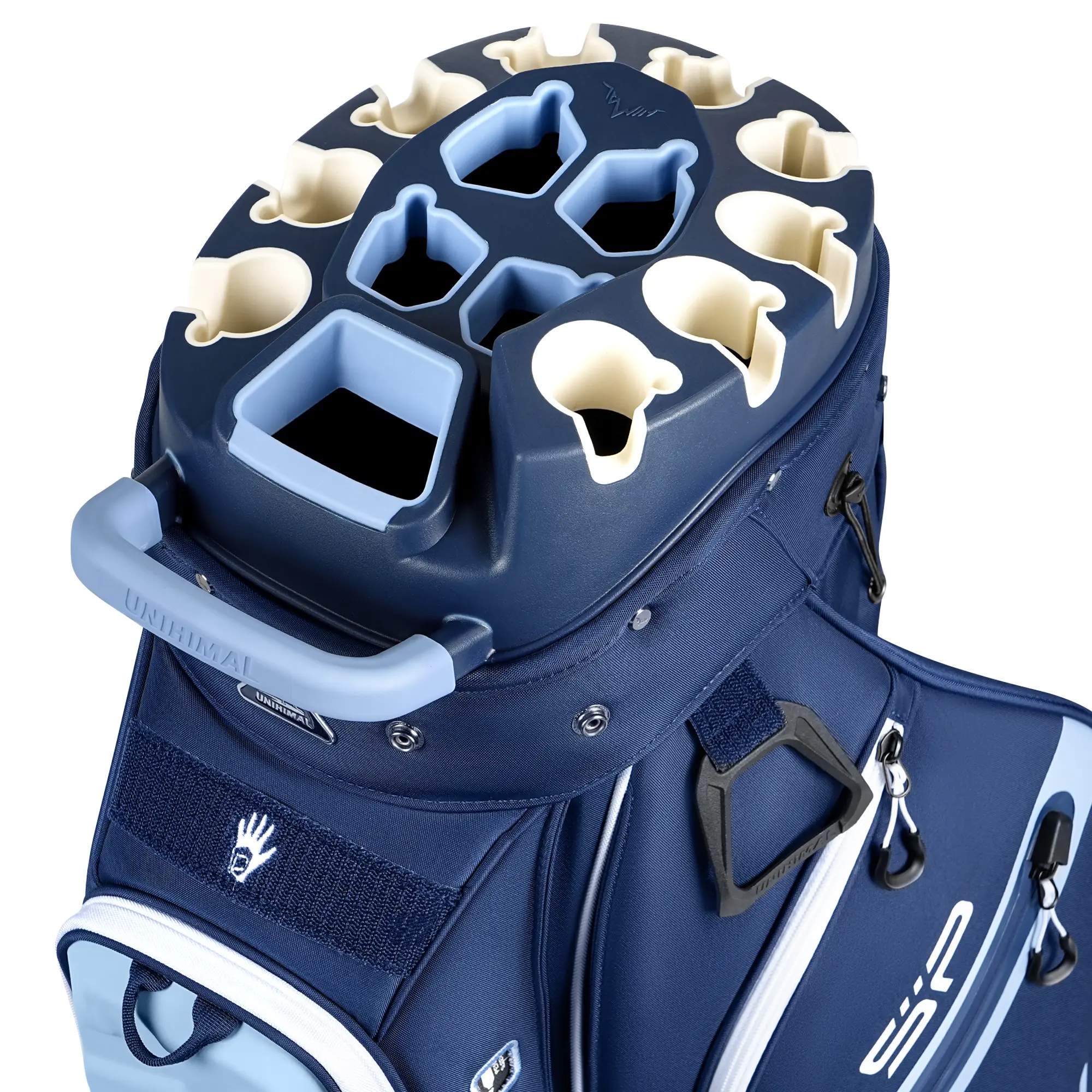 uniHimal StablePoint Golf Cart Bag with 14-Way Full-Length Divider Top | S&T-Lock Golf Bag for Men with Magnetic Pocket, Cooler Pocket & Rain Cover