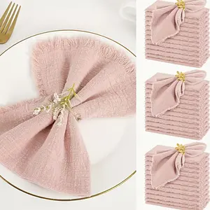 24-piece tasselled fabric napkin set - 42x42cm, reusable and soft to the touch, perfect for weddings, Christmas, parties, kitchen use, or festive occasions. Ideal as a centrepiece decoration for dining tables, crafted from high-quality fabric.